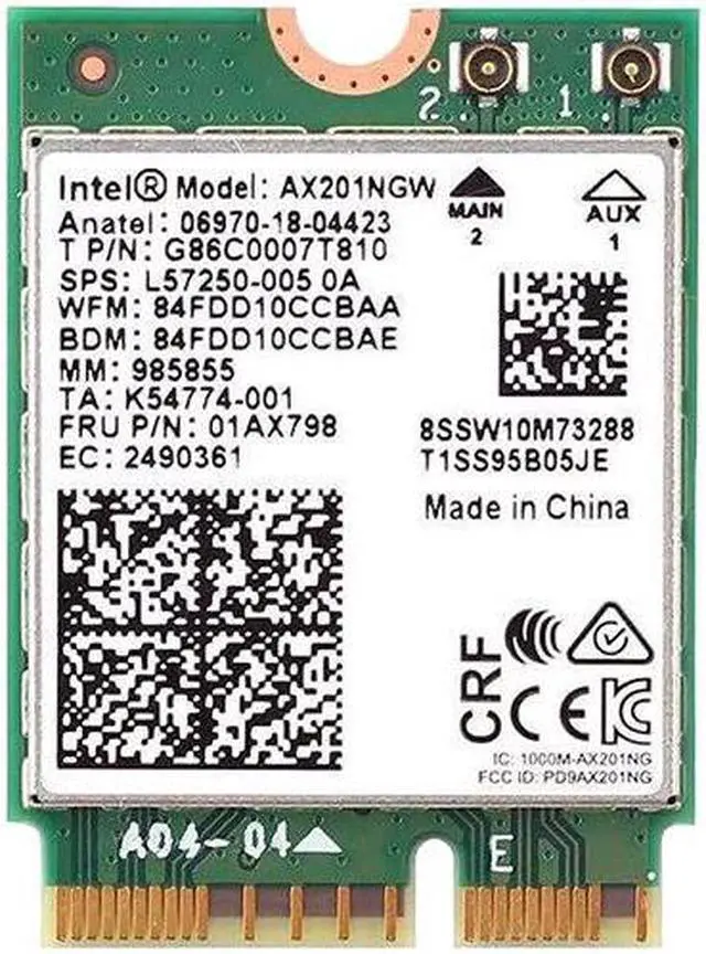 Main image of AX201NGW Intel M.2 2230 CNVIO2 802.11AX Wifi 6 Bluetooth 5.2 Card G86C0007T810 Laptop Wireless Cards - Wifi