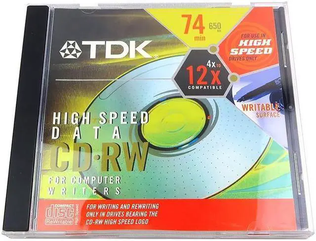 Main image of LOT OF 5 TDK 650MB 74 MIN 12X High Speed Data CD-RW Rewritable Disc CD-RW74HSCM Accessories Lots