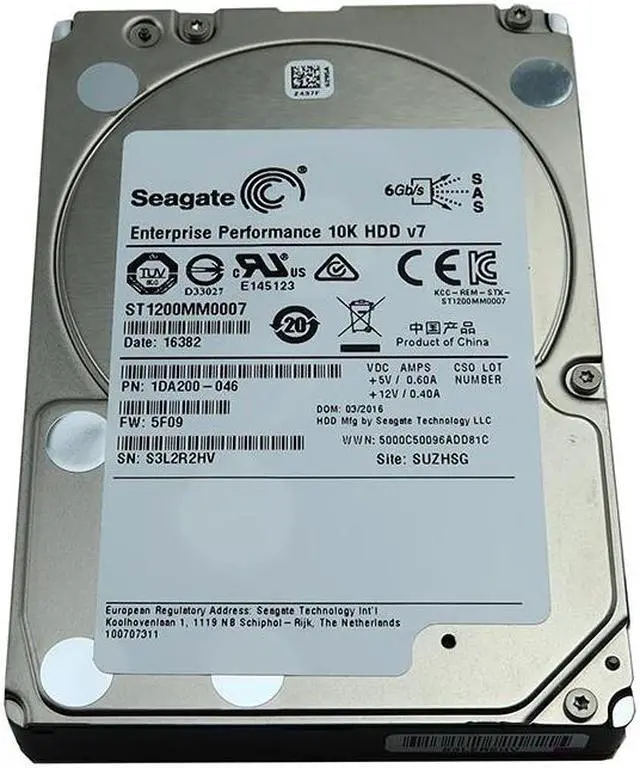 Main image of ST1200MM0007 Seagate Enterprise Performance 2.5" 1.2TB SAS 6GB/S HDD 1DA200-046 Hard Drives - SAS - OEM