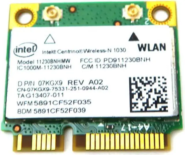 Main image of 11230BNHMW Dell Intel Centrino 1030 Wireless Wifi 802.11 B/G/N MINI-PCI Express Card 7KGX9 Laptop Wireless Cards - Wifi