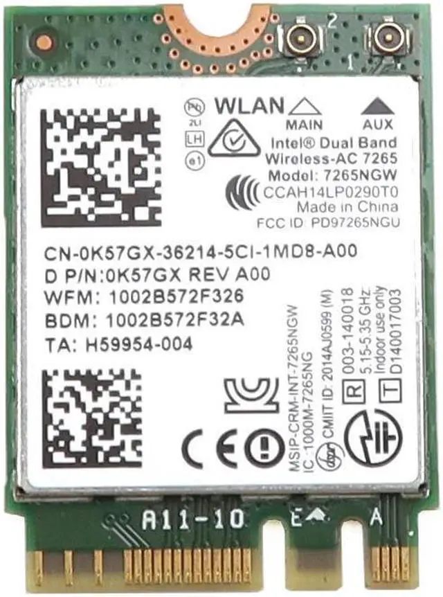 Main image of K57GX_UA Intel 7265NGW Dual Band WIRELESS-AC 7265 PCI-E M.2 Wlan BT 4.2 Wifi Card K57GX Laptop Wireless Cards - Wifi