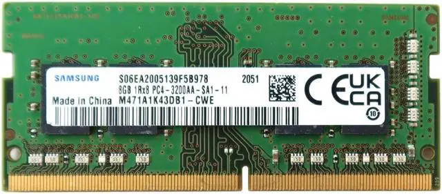 Main image of M471A1K43DB1-CWE_UB Samsung 8GB 1RX8 DDR4 Sodimm PC4-25600 3200MHZ Memory Module M471A1K43DB1-CWE Laptop Memory