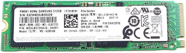 Samsung PM981 Polaris 512GB M.2 NGFF PCIe Gen3 x4, NVME Solid State Drive  SSD, OEM (2280)