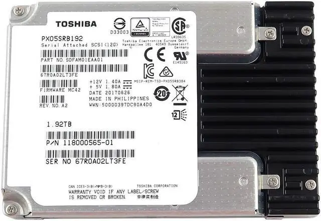 Main image of PX05SRB192 Toshiba 1.92TB 2.5" SAS 12GB/S MLC SSD Solid State Drive 118000565-01 SSD - Solid State Drives - OEM