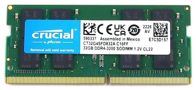 Main image of CT32G4SFD832A Crucial 32GB 2RX8 DDR4 PC4-25600 3200MHZ 1.2V Sodimm Memory CT32G4SFD832A.C16FF Laptop Memory - OEM