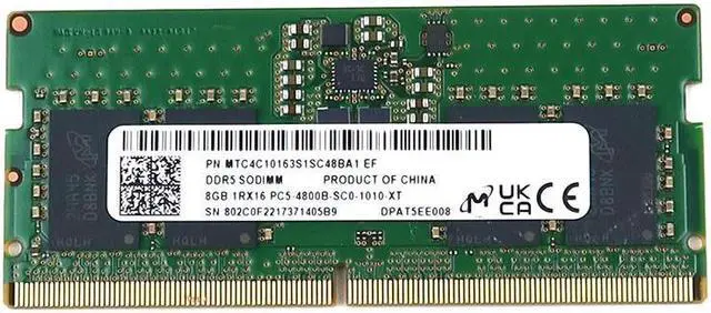 Main image of Micron 8GB DDR5 4800MHZ 262-PIN 1.1V CL40 Sodimm Memory MTC4C10163S1SC48BA1 EF Laptop Memory - OEM