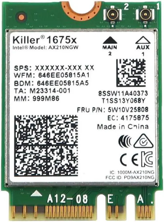 Main image of 5W10V25808_UB Intel AX210NGW M.2 2230 Wifi 6E 802.11AX Bluetooth 5.3 Wireless Card 5W10V25808 Laptop Wireless Cards - Wifi
