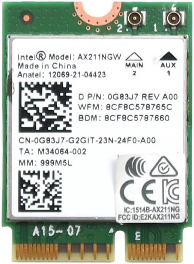 Used - Very Good: AX211NGW Intel 2.4GBPS M.2 2230 CNVIO2 Wifi 6E