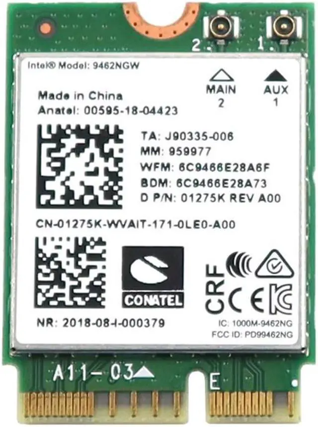 Main image of 1275K_UB Intel 9462NGW 433MBPS M.2 2230 Cnvio Wifi 5 802.11AC Bluetooth 5.1 Card 1275K Laptop Wireless Cards - Wifi