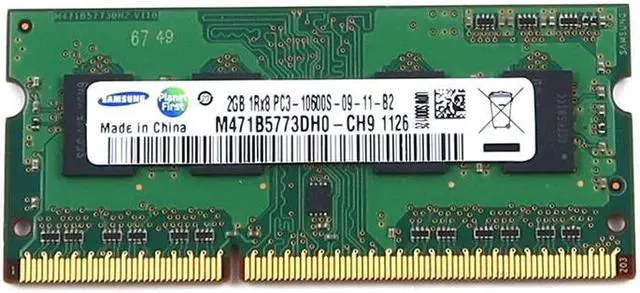 Main image of M471B5773DH0-CH9_UB Samsung 2GB DDR3 PC3-10600 1333MHZ 204-PIN CL9 Sodimm Memory M471B5773DH0-CH9 Laptop Memory