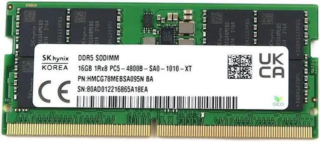 Main image of HMCG78MEBSA095N SK Hynix 16GB DDR5 PC5-38400 4800MHZ 262-PIN Sodimm Memory BA Laptop Memory - OEM