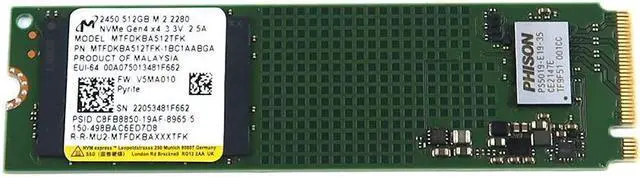 Main image of Solid State Drive MTFDKBA512TFK-1BC1AABGA Compatible Replacement Spare Part for Micron 2450 MTFDKBA512TFK 512GB PCI Express 4.0 x4 TLC NVMe M.2 2280 Internal SSD