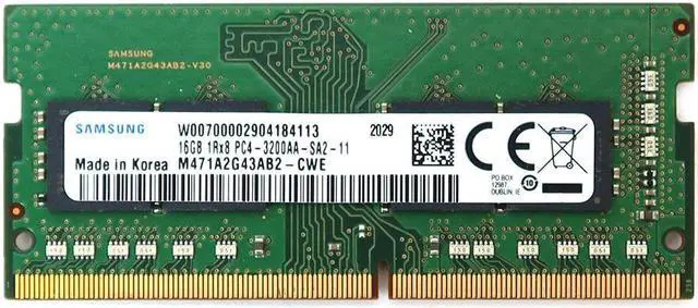 Main image of M471A2G43AB2-CWE_UB Samsung 16GB 1RX8 DDR4 Sodimm PC4-25600 3200MHZ 260-PIN Memory M471A2G43AB2-CWE Laptop Memory - OEM