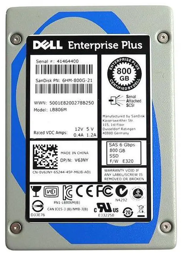 Main image of LB806M Sandisk Lightning 800GB 2.5" MLC SAS 6.0GB/S SSD V6JNY 0V6JNY 6HM-800G-21 SSD - Solid State Drives