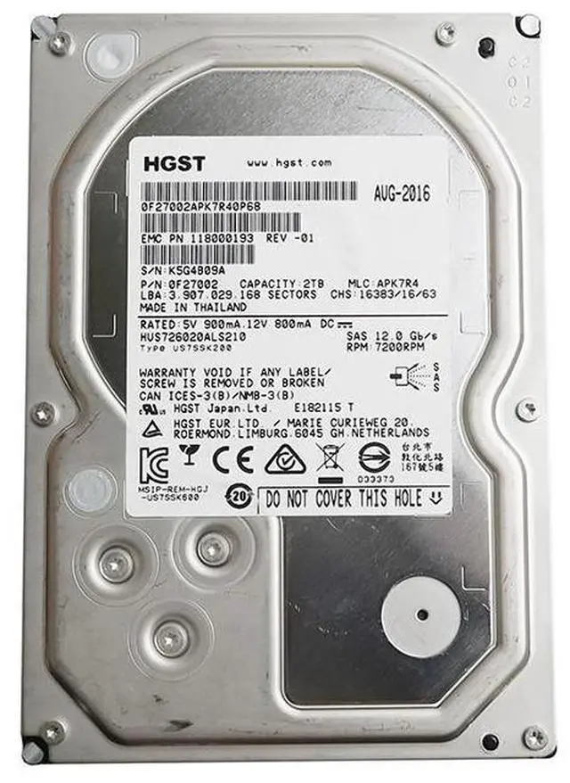 Main image of HUS726020ALS210 Hitachi 2TB 3.5" 7200RPM 128MB Cache SAS 12.0GB/S HDD 0F27002 Hard Drives - SAS - OEM