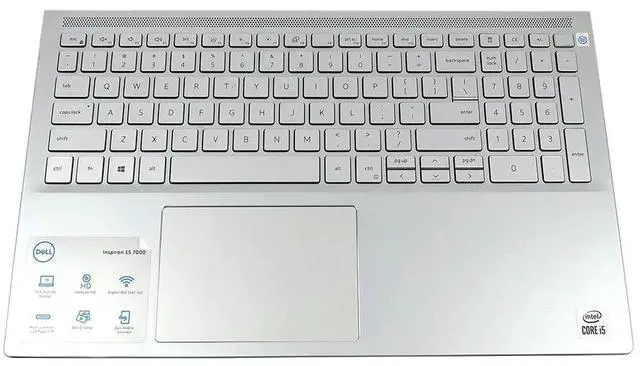 Main image of Dell Inspiron 7501 Laptop US Keyboard Palmrest Touchpad Assembly Silver FY5WK Laptop Palmrest Touchpad Assembly