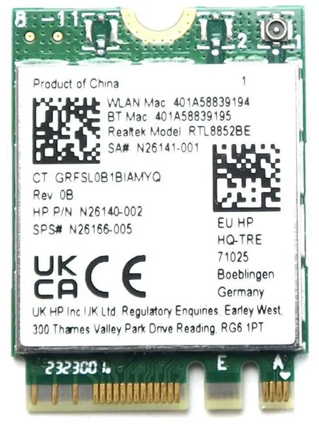 Main image of RTL8852BE Realtek Wifi 6 802.11AX Pcie M.2 Bluetooth 5.2 Card N26140-002 Laptop Wireless Cards - Wifi