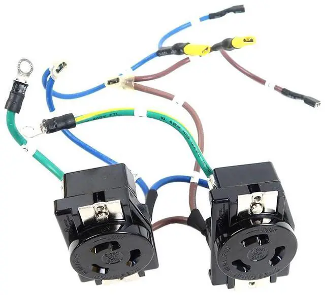 Main image of GROUNDING LOCKING RECEPTACLE WITH CABLES COMPATIBLE REPLACEMENT SPARE PART FOR RONG FENG E-250 250V 20A AC NEMA L6-20