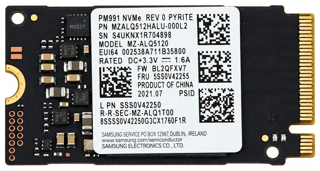 Main image of MZ-ALQ5120 Samsung 512GB PCI Express 3.0 X4 Nvme M.2 2242 SSD 5SS0V42255 MZALQ512HALU-000L2 M.2 SSD / Solid State Drive