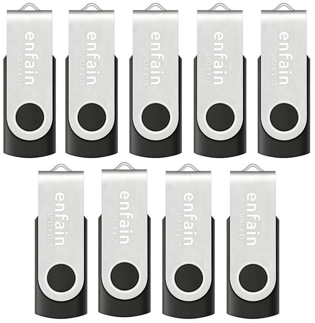 Main image of Enfain 9-PACK 32GB USB-A 3.0 Write 25MB/S Read 90MB/S Storage Flash Drive USB Flash Drives