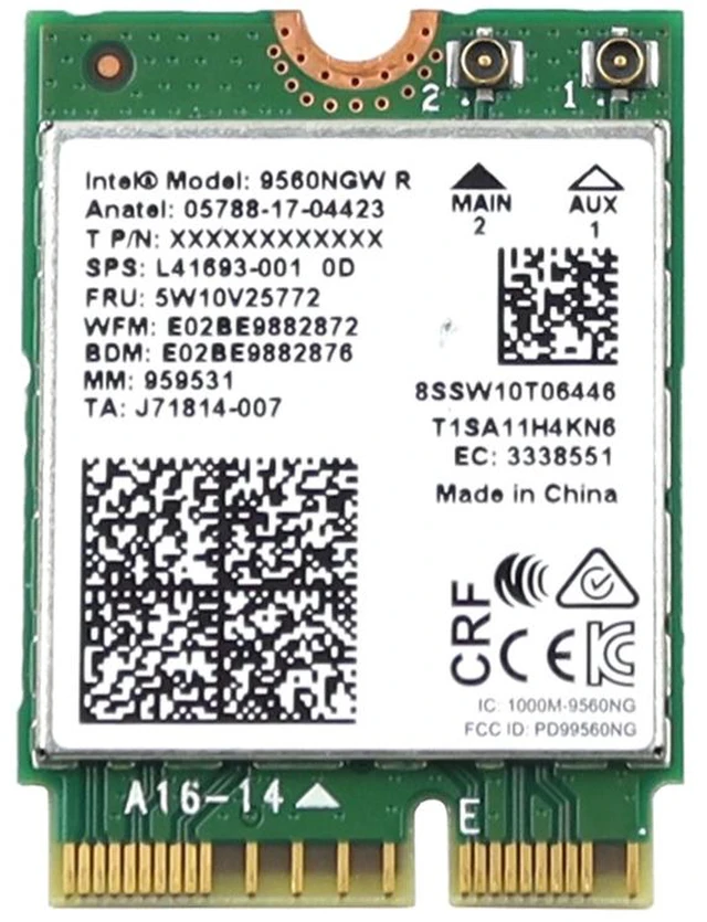 Alt view image 4 of 4 - 9560NGW R Intel M.2 2230 PCI-E USB Wifi 5 802.11AC Bluetooth 5.1 Card 5W10V25772 Laptop Wireless Cards - Wifi