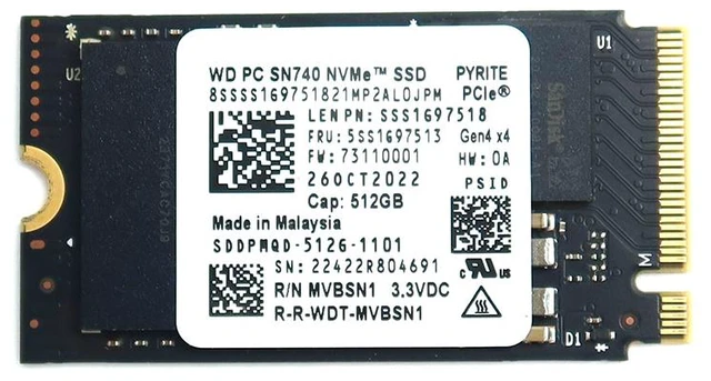 Main image of 5SS1G97513_UA Western Digital 512GB Pcie 4.0 X4 M.2 2242 Nvme SSD 5SS1G97513 SDDPMQD-512G-1101 M.2 SSD / Solid State Drive