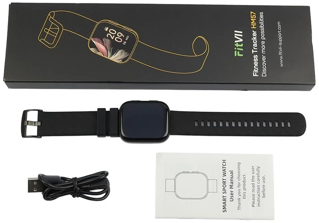 Main image of SMART WATCH COMPATIBLE REPLACEMENT SPARE PART FOR FITVII HM57 ANSWER MAKE CALLS HEALTH AND FITNESS TRACKER BLACK