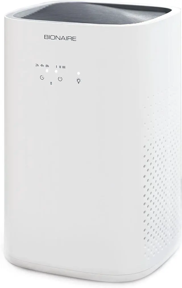 Alt view image 2 of 12 - Bionaire True HEPA 360° Air Purifier for Medium Rooms, Air Filter for Allergens, Pets, and Dust with Quiet Setting and Night Light, 3 Speeds, White