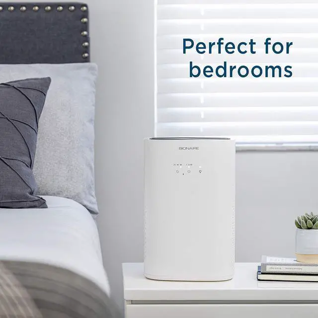 Alt view image 4 of 12 - Bionaire True HEPA 360° Air Purifier for Medium Rooms, Air Filter for Allergens, Pets, and Dust with Quiet Setting and Night Light, 3 Speeds, White