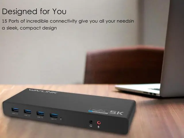 Alt view image 3 of 7 - Universal 5K USB Laptop Docking Station,For Both USB C/A, USB 3.0 4K@60Hz Dual Video Docking Station 2 X HDMI, 2 x DisplayPort, Gigabit Ethernet, 6 x USB 3.0, Audio, Mic, For Windows & Mac