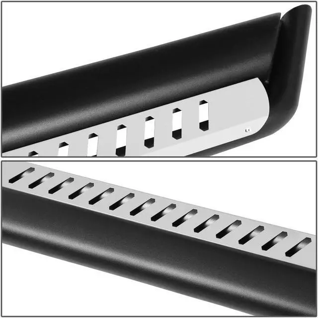 Alt view image 3 of 6 - For 2018 to 2021 Jeep Wrangler JL Unlimited 4-Door Pair Oval Side Step Nerf Bar Running Boards with Silver Dropped Step Plate 19