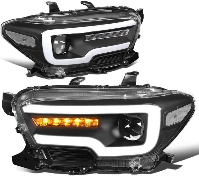 Main image of DNA Motoring HL-HPL-TTAM16-BK-CL1 For 2016 to 2017 Toyota Tacoma Black Housing Clear Side 3D LED DRL Sequential Projector Headlight Head Lamps 17 18 19