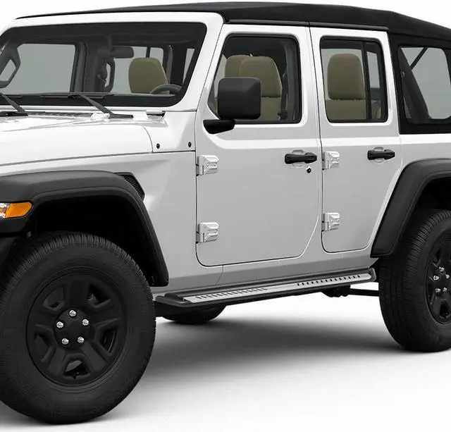 Alt view image 6 of 6 - For 2018 to 2021 Jeep Wrangler JL Unlimited 4-Door Pair Oval Side Step Nerf Bar Running Boards with Silver Dropped Step Plate 19
