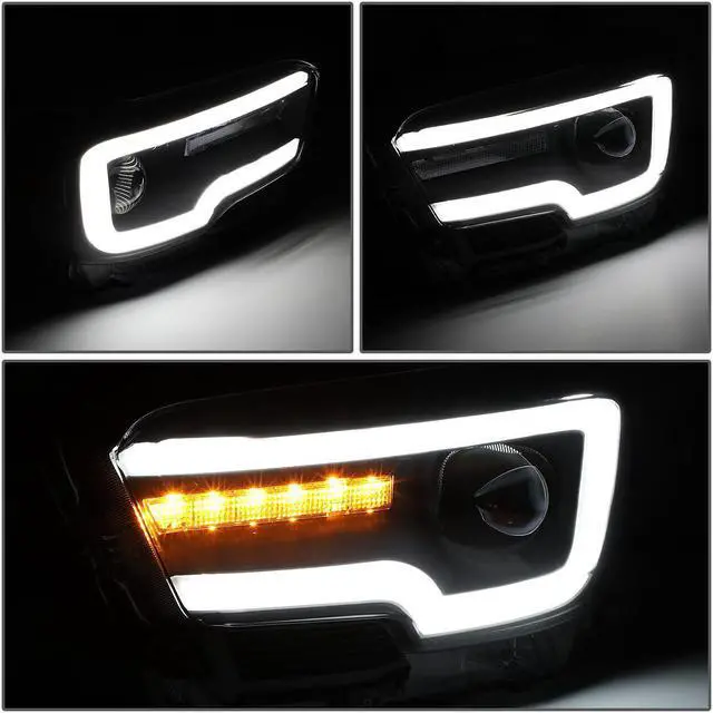 Alt view image 3 of 7 - DNA Motoring HL-HPL-TTAM16-BK-CL1 For 2016 to 2017 Toyota Tacoma Black Housing Clear Side 3D LED DRL Sequential Projector Headlight Head Lamps 17 18 19