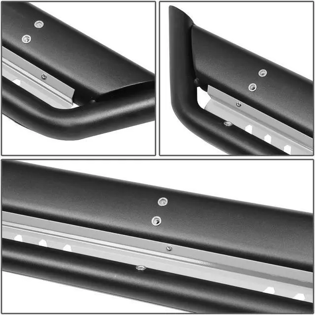 Alt view image 4 of 6 - For 2018 to 2021 Jeep Wrangler JL Unlimited 4-Door Pair Oval Side Step Nerf Bar Running Boards with Silver Dropped Step Plate 19