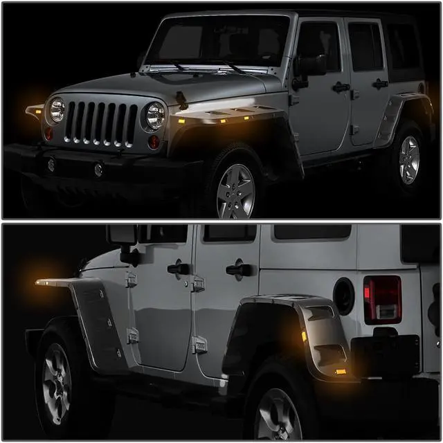 Alt view image 7 of 7 - DNA Motoring WF-81011-MBK For 2007 to 2018 Jeep Wrangler JK Pocket-Riveted Style Wheel Protector LED Fender Flares 08 09 10 11 12 13 14 15 16 17
