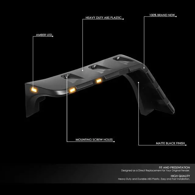 Alt view image 2 of 7 - DNA Motoring WF-81011-MBK For 2007 to 2018 Jeep Wrangler JK Pocket-Riveted Style Wheel Protector LED Fender Flares 08 09 10 11 12 13 14 15 16 17