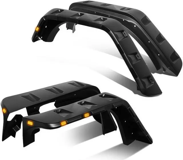 Main image of DNA Motoring WF-81011-MBK For 2007 to 2018 Jeep Wrangler JK Pocket-Riveted Style Wheel Protector LED Fender Flares 08 09 10 11 12 13 14 15 16 17