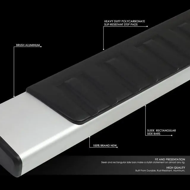 Alt view image 2 of 6 - DNA Motoring STEPB-ZTL-8054 For 2007 to 2019 Chevy Silverado / GMC Sierra Crew Cab Aluminum 6" Side Step Nerf Bar Running Board 08 09 10 11 12 13 14 15 16