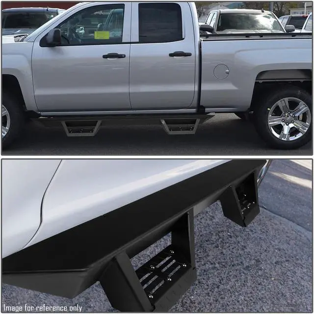 Alt view image 6 of 6 - DNA Motoring STEPB-G222-022 For 19-20 Ram Truck 1500 Crew Cab Pair Running Board 3" Side Rock Rail Nerf Step Bar 19