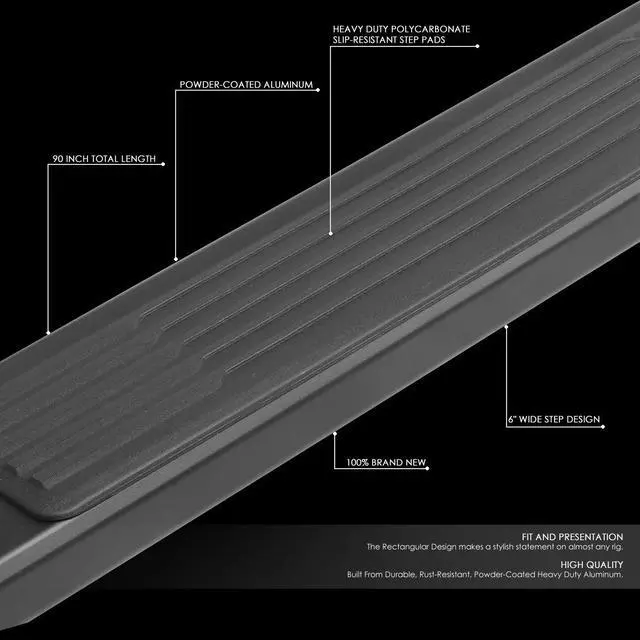 Alt view image 2 of 6 - DNA Motoring STEPB-ZTL-8109-BK For 19-20 Chevy Silverado GMC Sierra Crew Cab Pair 6"Aluminum Nerf Step Bar Running Boards 19 Matte Black