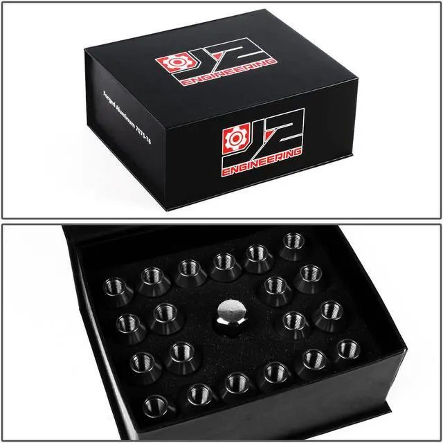 Alt view image 7 of 7 - J2 Engineering LN-T7-006-15-BK J2 Engineering 7075 -T6 Forged Aluminum M12X1.5 20Pcs 35mm Height Close -End Lug Nut Set w / Socket Adapter (Black)