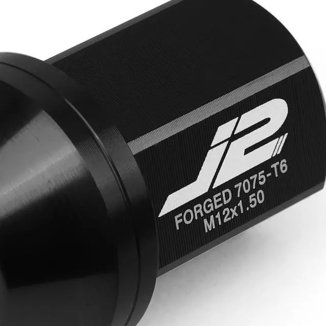Alt view image 3 of 7 - J2 Engineering LN-T7-006-15-BK J2 Engineering 7075 -T6 Forged Aluminum M12X1.5 20Pcs 35mm Height Close -End Lug Nut Set w / Socket Adapter (Black)