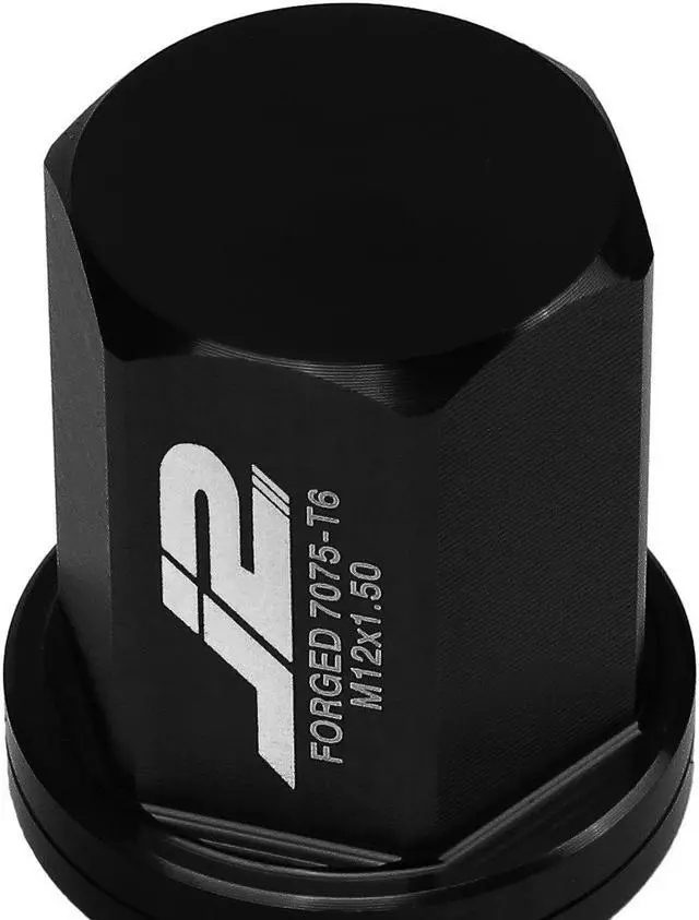 Alt view image 5 of 7 - J2 Engineering LN-T7-006-15-BK J2 Engineering 7075 -T6 Forged Aluminum M12X1.5 20Pcs 35mm Height Close -End Lug Nut Set w / Socket Adapter (Black)