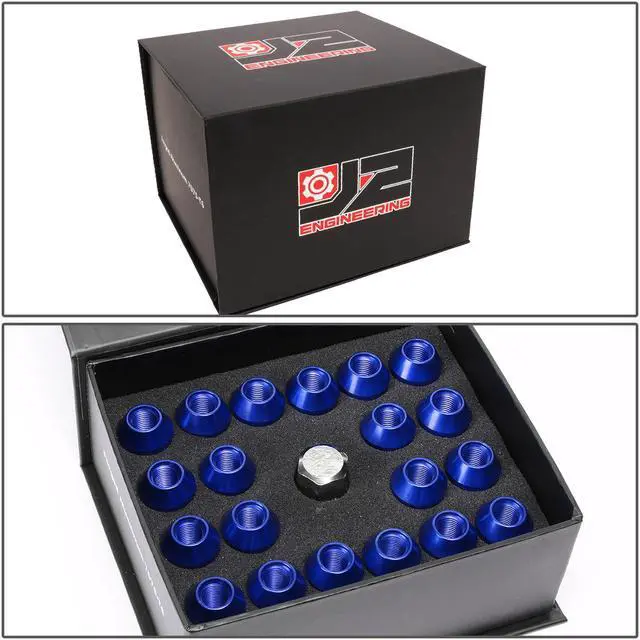 Alt view image 7 of 7 - J2 Engineering LN-T7-004-125-BL J2 Engineering 7075 -T6 Forged Aluminum M12 x 1.25 20Pcs 50mm Open -End Lug Nut w/ Socket Adapter Key ( Blue )
