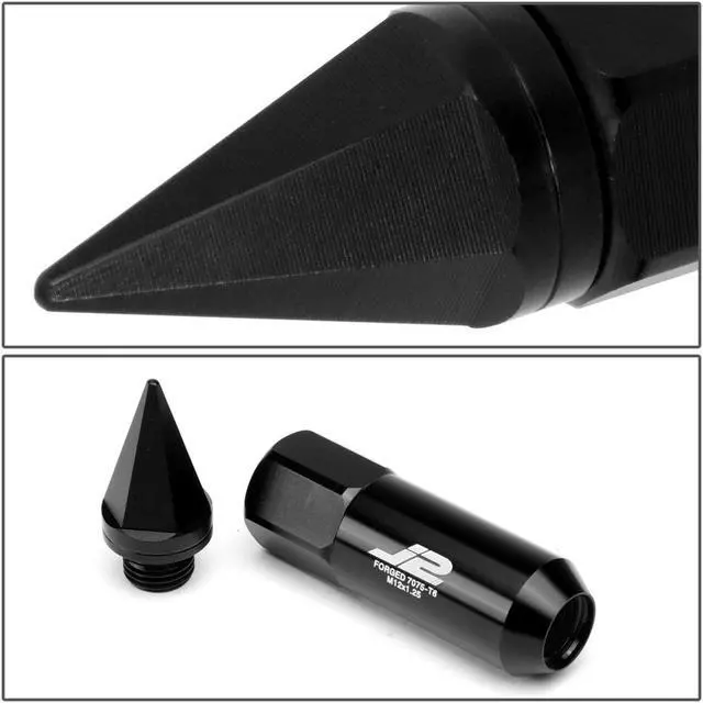 Alt view image 4 of 7 - J2 Engineering LN-T7-017-125-BK J2 Engineering 7075 -T6 Forged Aluminum M12 x 1.25 20Pcs 90mm Spiked End Lug Nut w/ Socket Adapter ( Black )