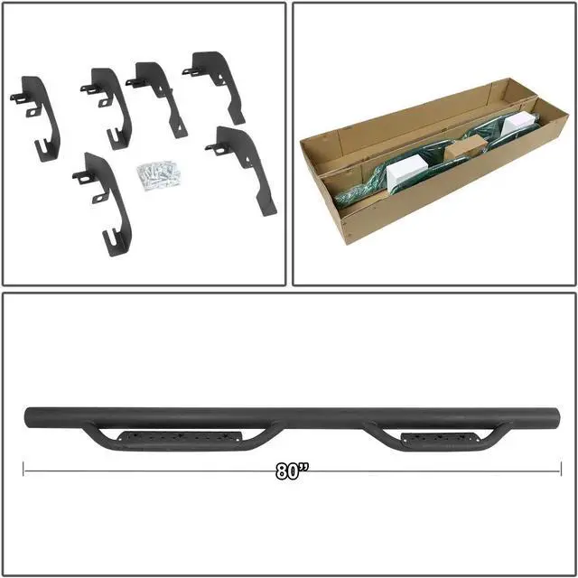 Alt view image 5 of 7 - DNA Motoring STEPB-ZTL-8120 For 2007 to 2019 Chevy Silverado GMC Sierra Extended Cab Matte Black Running Board Step Bar 08 09 10 11 12 13 14 15 16 17 18