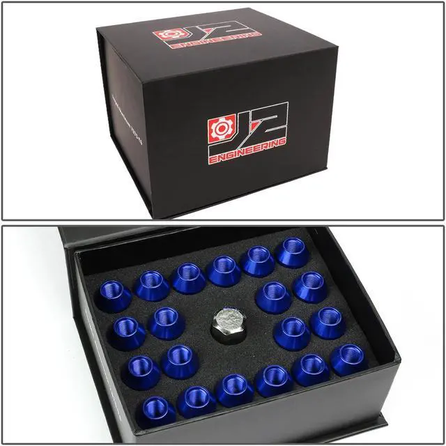 Alt view image 7 of 7 - J2 Engineering LN-T7-005-125-BL J2 Engineering 7075 -T6 Forged Aluminum M12 x 1.25 20Pcs 50mm Close -End Lug Nut w/ Socket Adapter ( Blue )