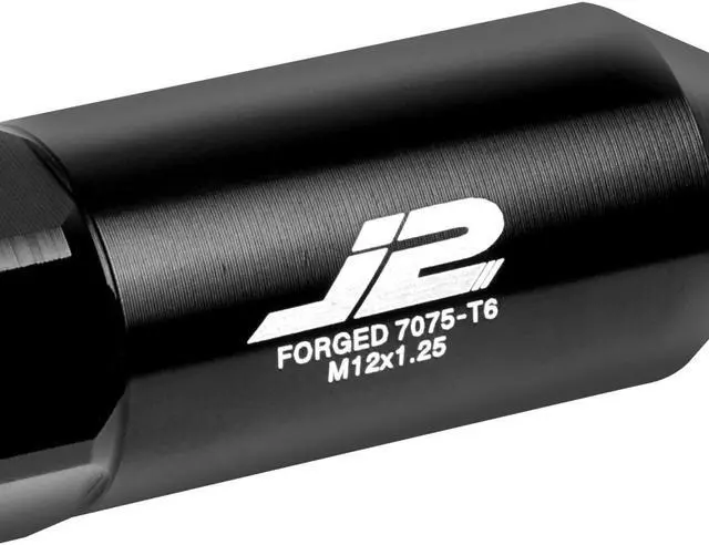 Alt view image 3 of 7 - J2 Engineering LN-T7-017-125-BK J2 Engineering 7075 -T6 Forged Aluminum M12 x 1.25 20Pcs 90mm Spiked End Lug Nut w/ Socket Adapter ( Black )