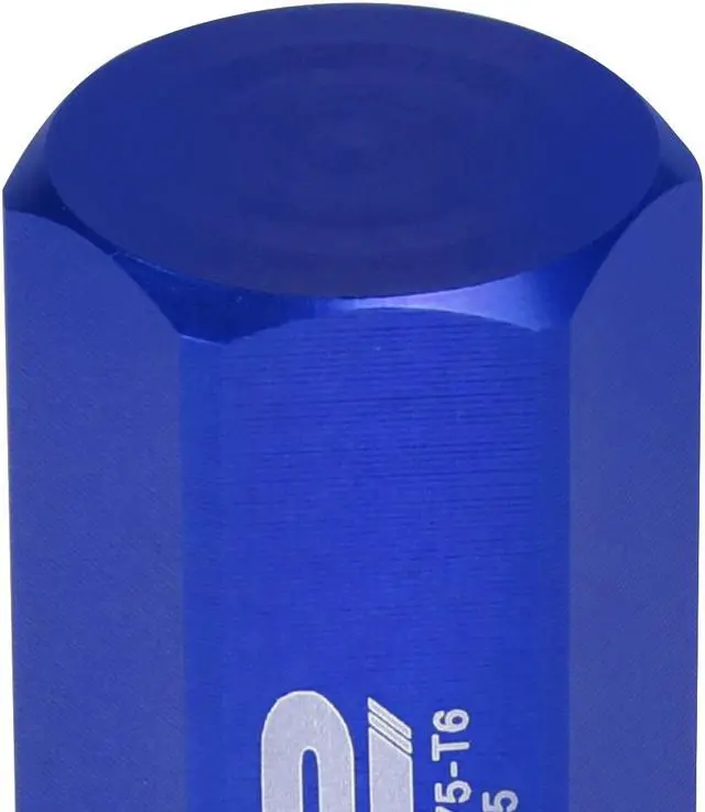 Alt view image 5 of 7 - J2 Engineering LN-T7-005-125-BL J2 Engineering 7075 -T6 Forged Aluminum M12 x 1.25 20Pcs 50mm Close -End Lug Nut w/ Socket Adapter ( Blue )